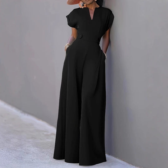 Damen eleganter Jumpsuit mit weitem Bein und praktischen Taschen EB