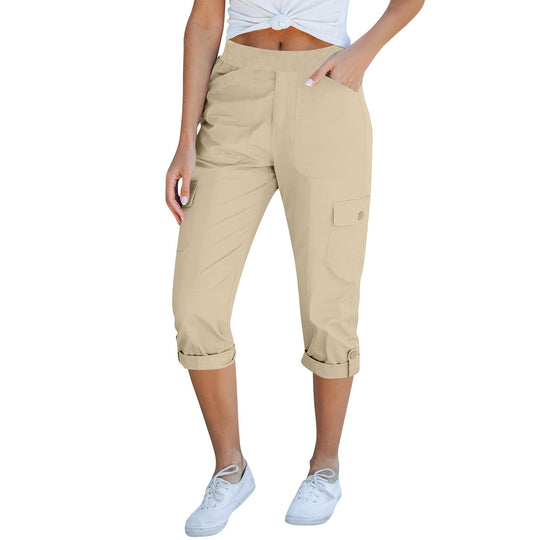 Damen Cargo-Hosen mit elastischem Bund und praktischen Taschen EB