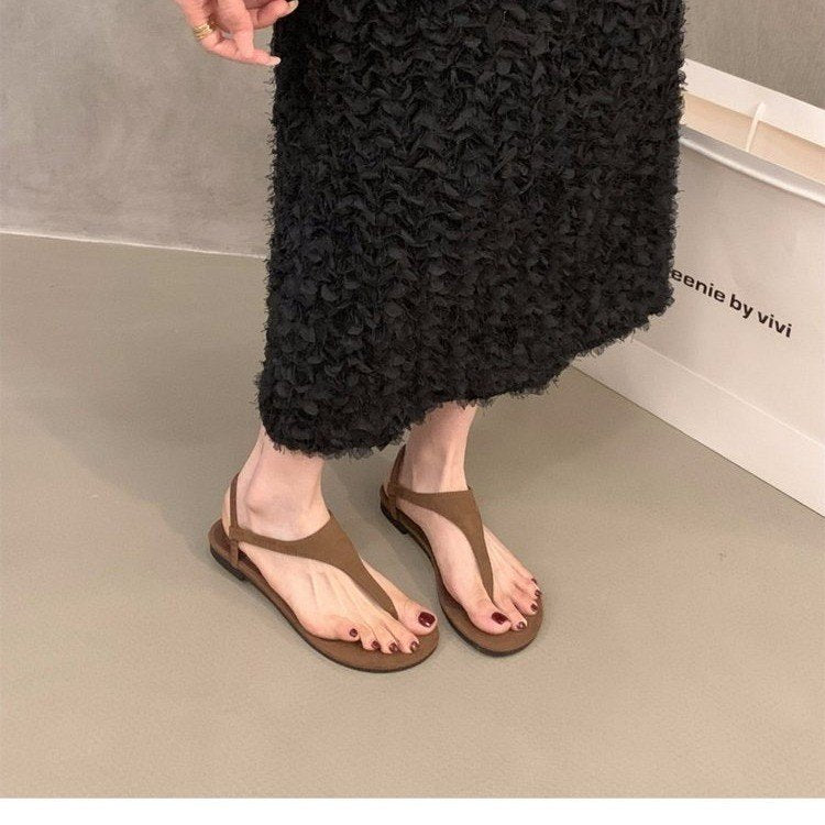 Damen Zehentrenner-Sandalen mit verstellbarem Riemen und rutschfester Sohle EB