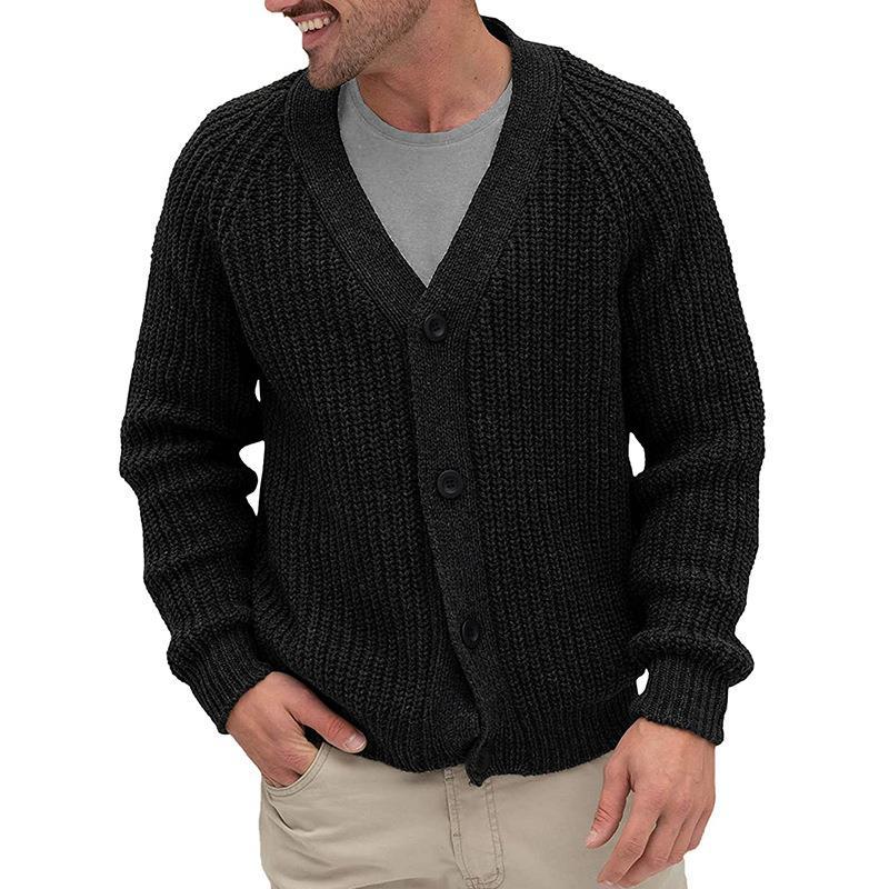 Herren Grobstrickjacke mit Knopfleiste EB