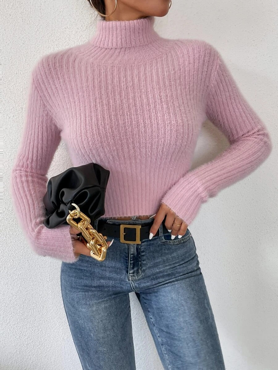 Damen Chic Rollkragenpullover aus feinem Strick EB