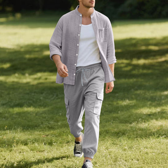 Herren lässige Hemdjacke mit hochwertigem Baumwollmix und praktischen Taschen EB