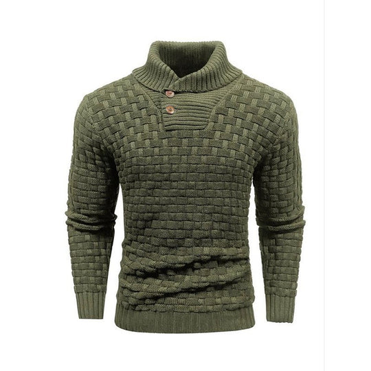 Herren Strickpullover mit Strukturiertem Muster und Modernem Stehkragen EB