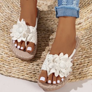 Damen Bunte Zehentrenner-Sandalen mit floralem Design EB