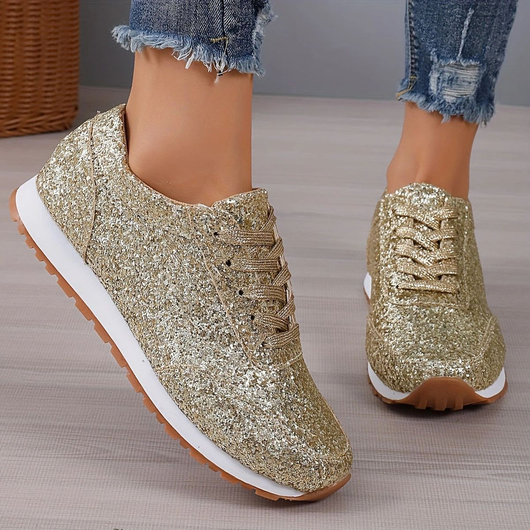 Damen Glitzernde Freizeitschuhe mit rutschfester Sohle und gepolstertem Fußbett EB