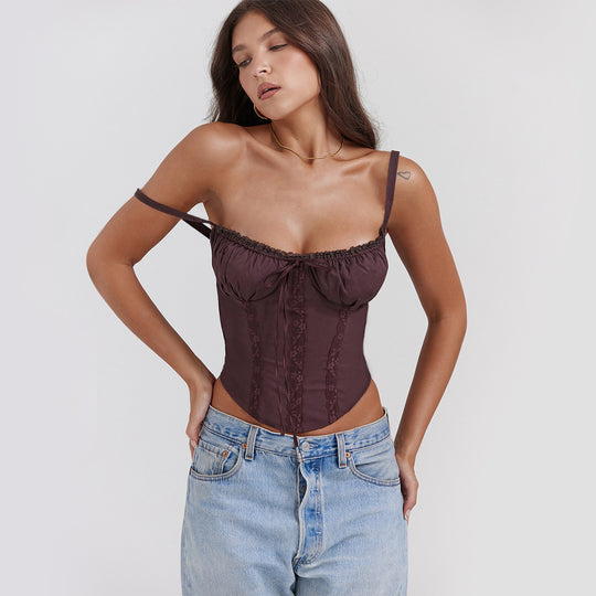 Damen Corsagenoberteil mit Rüschendetails und verstellbaren Trägern EB