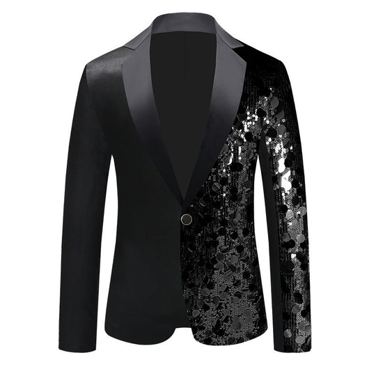 Damen Glitzernder Sequin Blazer mit elegantem Schalkragen EB