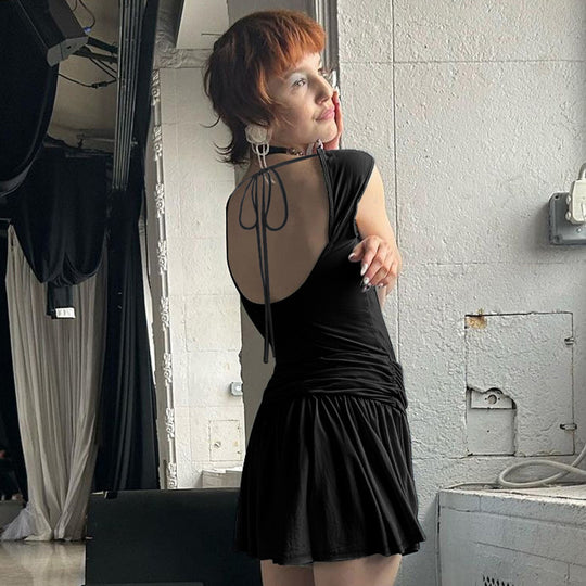 Damen Kurzarmkleid mit asymmetrischem Schnitt EB