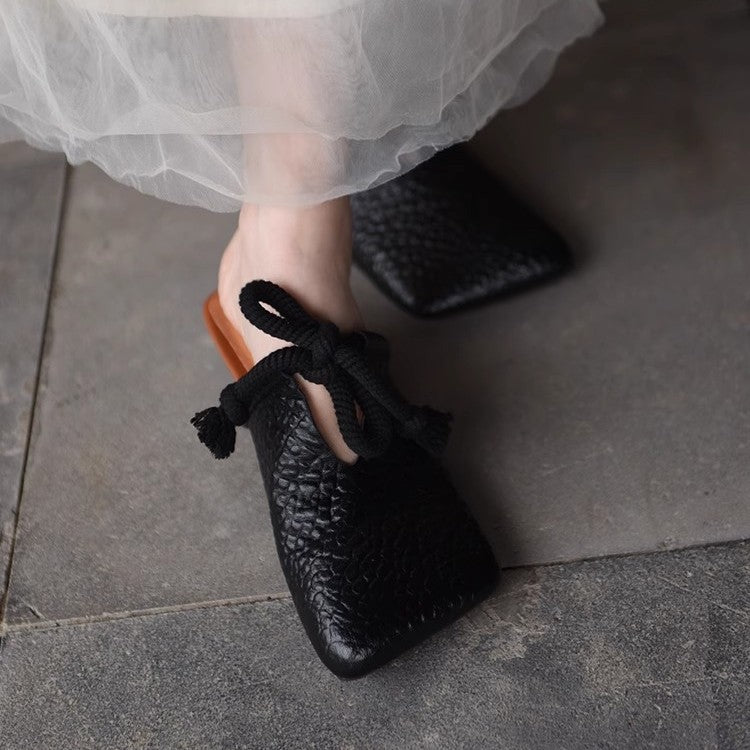 Damen modische Mules mit dekorativem Schnürdesign EB