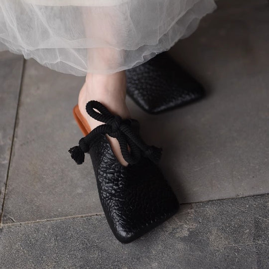 Damen modische Mules mit dekorativem Schnürdesign EB