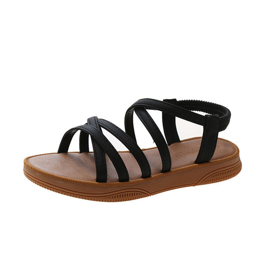 Damen bequeme Riemensandalen mit elastischem Fersenriemen EB