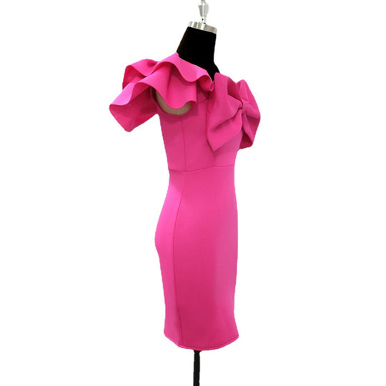 Damen eng anliegendes Kleid mit voluminösem Schleifenakzent EB