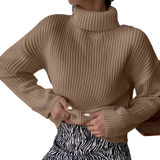 Damen Hochwertiger Rollkragenpullover mit strukturiertem Rippstrick EB