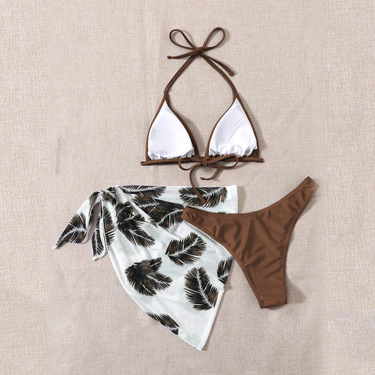 Damen Triangel-Bikini mit gefüttertem Oberteil und elegantem Wickeltuch EB