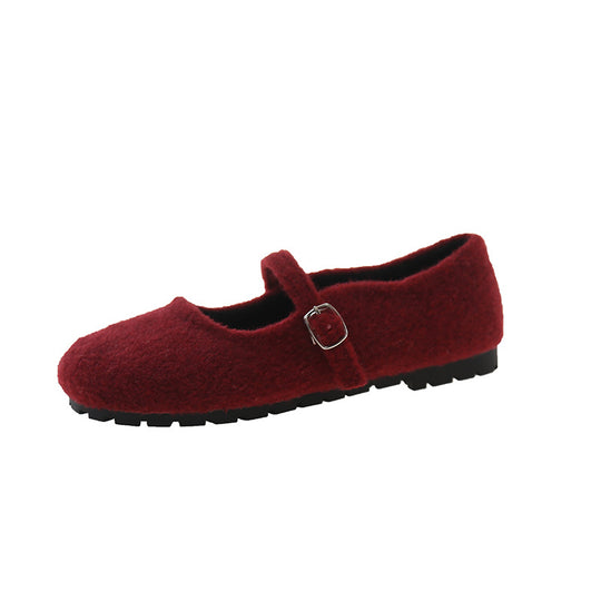 Damen Filzschuhe mit elegantem Riemchen und bequemer Sohle EB