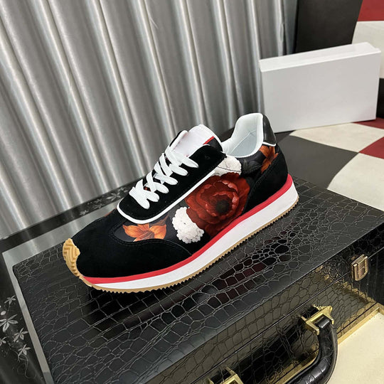 Damen Modische Sneakers mit floralem Textil-Obermaterial und rutschfester Sohle EB