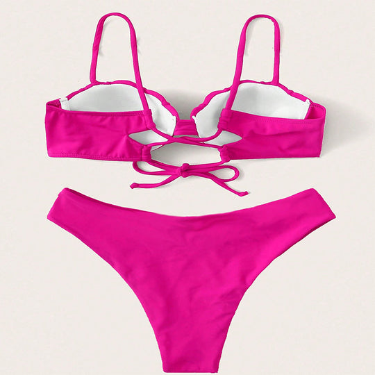 Damen Bikini-Set mit schalenförmigem Oberteil und hohem Beinausschnitt EB