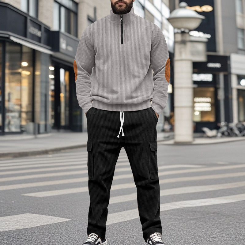 Herren sportliches Freizeitset mit Reißverschluss und praktischen Taschen EB