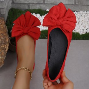 Damen Ballerinas mit dekorativem Schleifen-Design und spitzem Zehenbereich EB