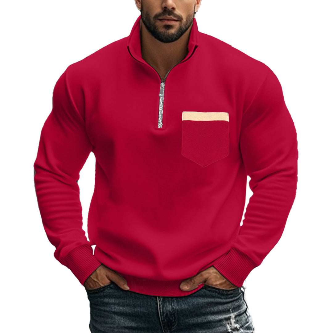 Herren nan thermischer Halbzip-Pullover mit Stehkragen und wärmendem Fleece-Innenfutter EB
