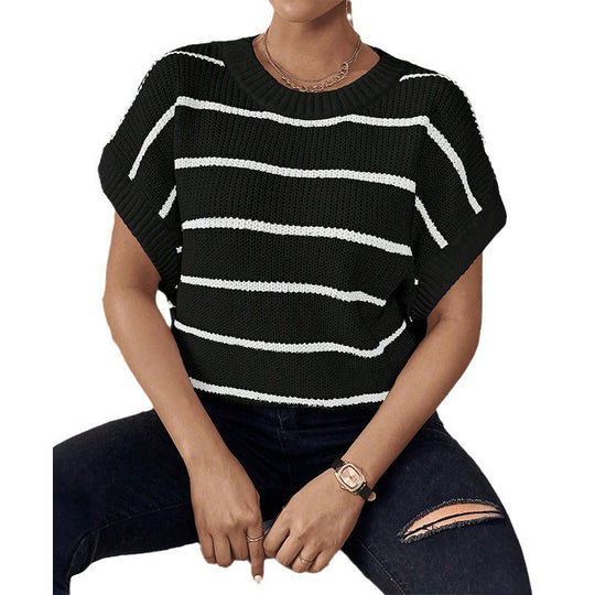 Damen Oversized Strickoberteil mit Streifenmuster EB