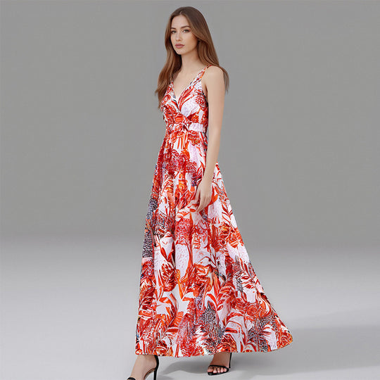 Damen Maxikleid mit elegantem floralem Schnitt EB