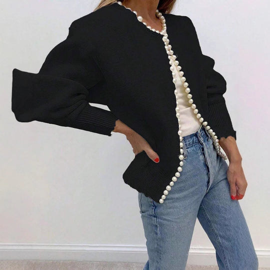 Damen Strickjacke mit Perlenbesatz EB