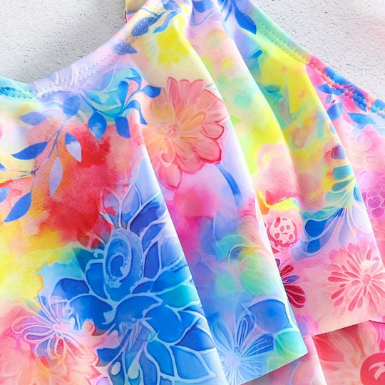 Damen Freizeit-Badeoberteil mit leichtem Rüschendesign und Shorts EB