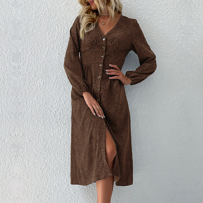 Damen Hemdkleid mit elegantem V-Ausschnitt und Knopfdetails EB