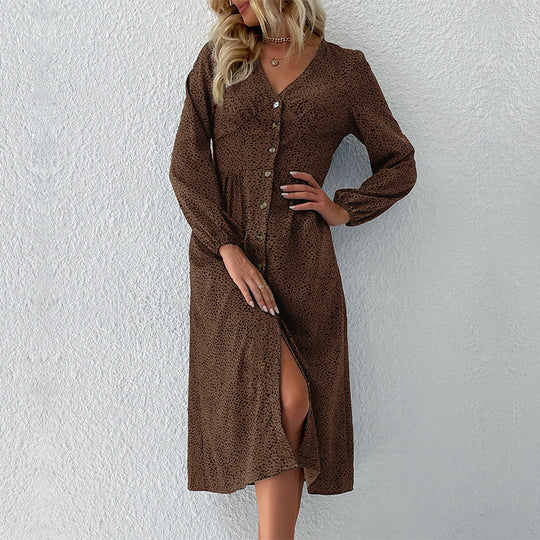 Damen Hemdkleid mit elegantem V-Ausschnitt und Knopfdetails EB