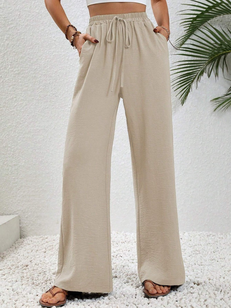 Damen Weite Sommerhose mit elastischem Bund und Taschen EB