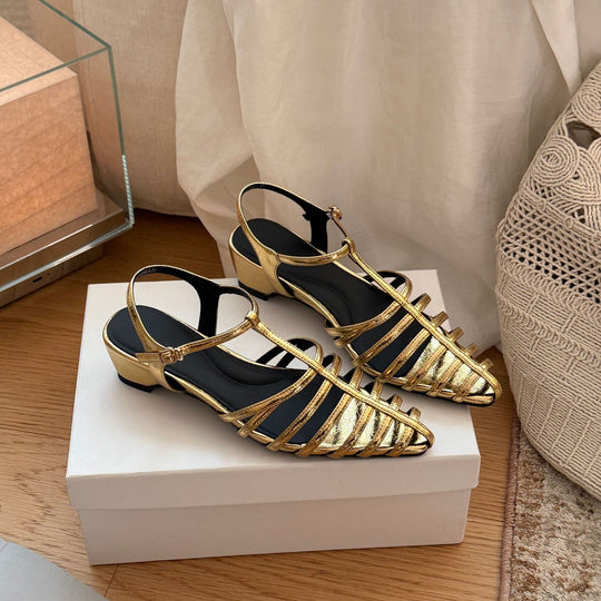 Damen Elegante Slingback Sandalen mit glanzvollem Design und komfortablem Blockabsatz EB