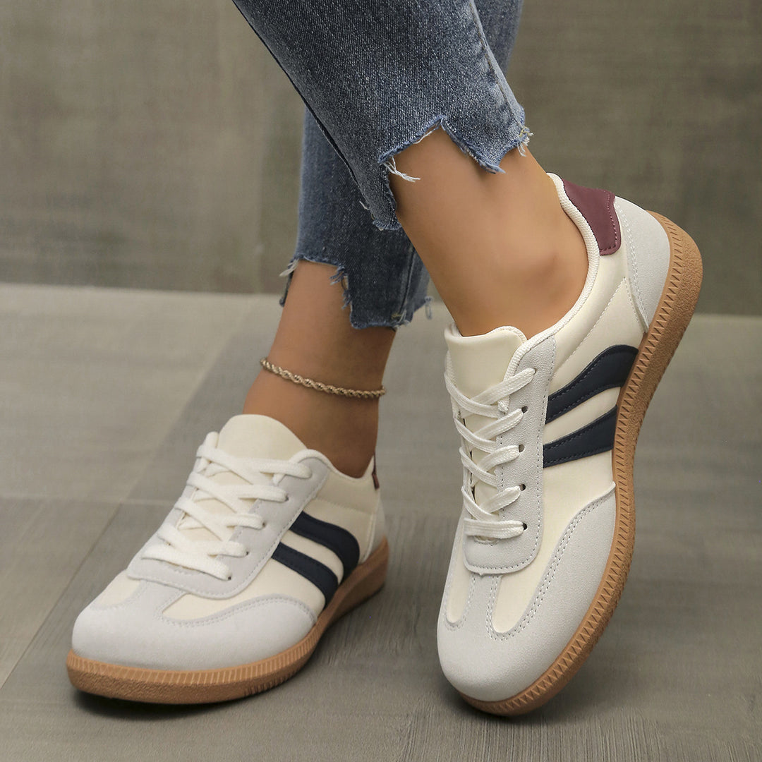 Damen Sportliche Retro Sneakers mit gepolstertem Innenfutter und rutschfester Sohle EB