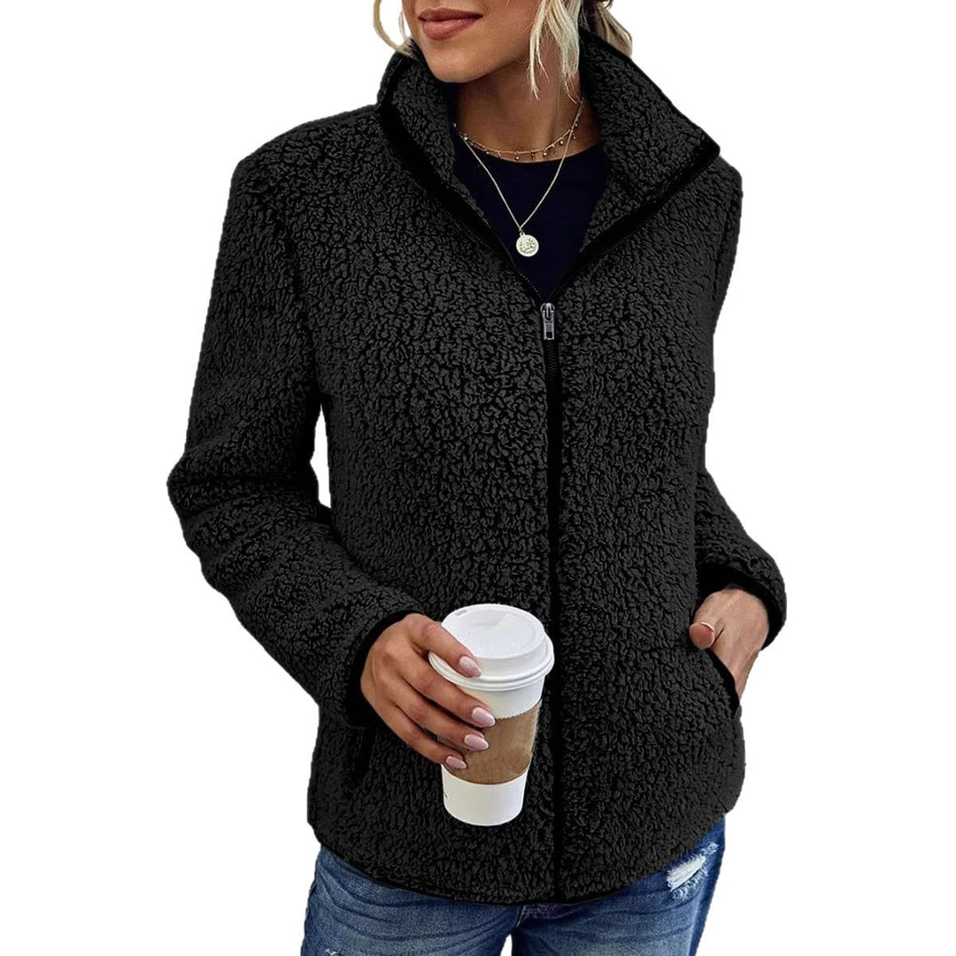 Damen Fleecejacke mit hohem Kragen und seitlichen Reißverschlusstaschen EB