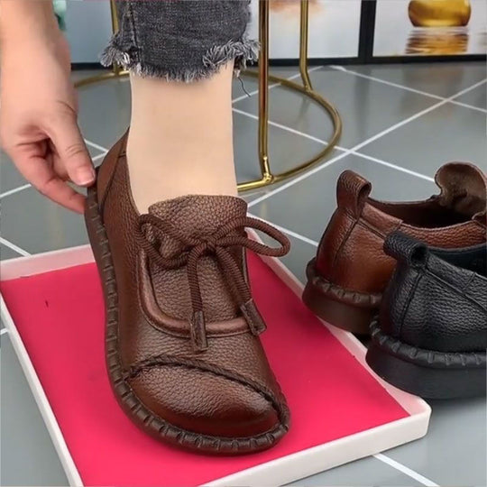 Damen Bequeme Mokassins mit elastischen Schnürsenkeln EB