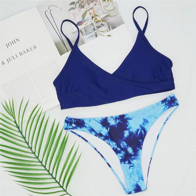 Damen Sportlicher Bikinis mit Kombination aus Wickel-Design EB