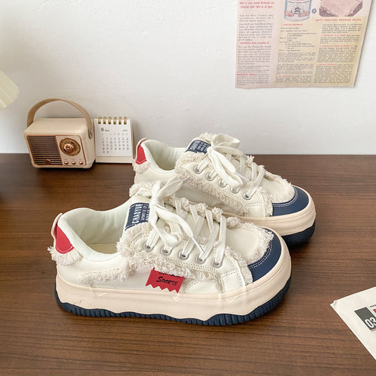 Damen Modische Chunky Sneakers mit flauschigem Obermaterial EB