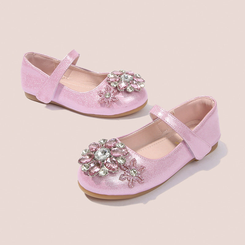 Damen Ballerinas mit glitzernden Blumenapplikationen EB