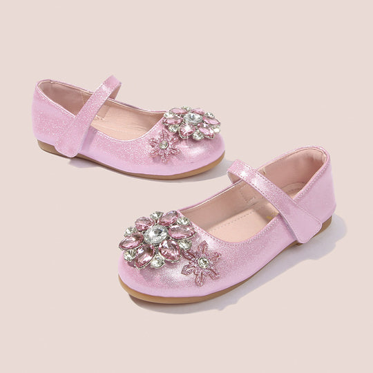 Damen Ballerinas mit glitzernden Blumenapplikationen EB