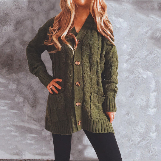Damen Grobstrickjacke mit eleganten Knopfdetails und lässigem Schnitt EB