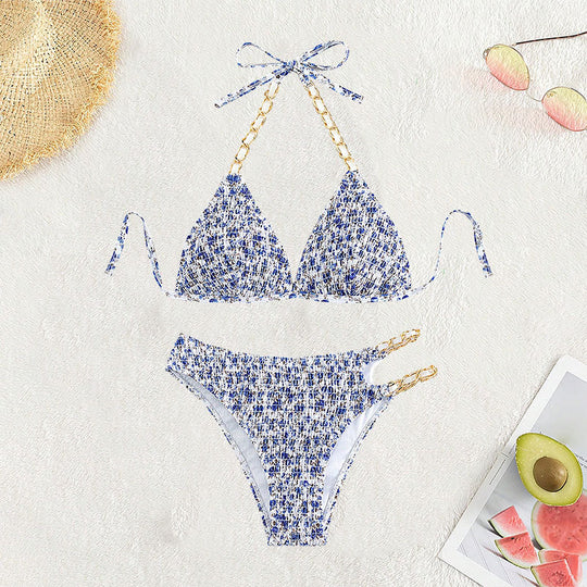 Damen Triangel-Bikini mit eleganten Kettenverzierungen EB