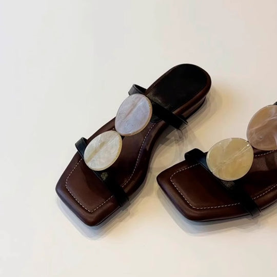 Damen elegante Flip-Flops mit dekorativen Perlenapplikationen EB