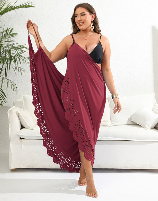 Damen schicker Strandüberwurf mit floralem Schnitt EB