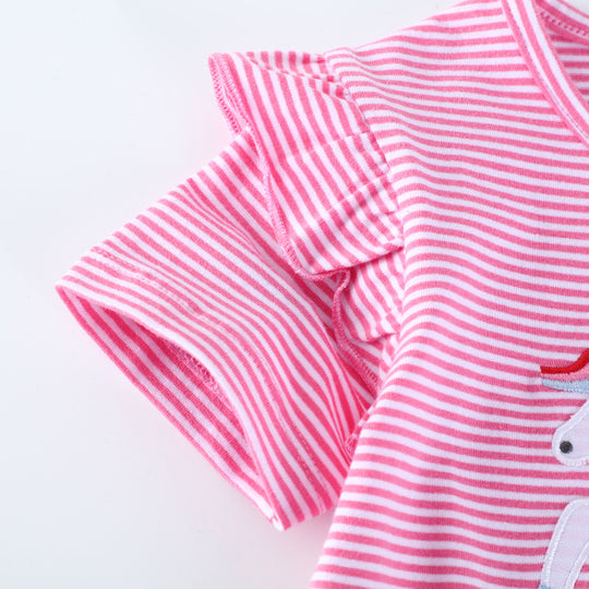 Mädchen T-Shirt mit zauberhaftem Einhorn-Motiv und Rüschendetail EB
