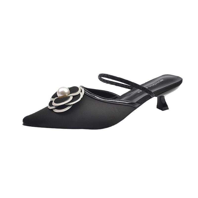 Damen Elegante Slingback-Pumps mit Perlen-Detail und modischem Blumen-Design EB