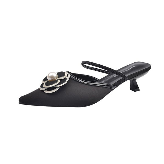 Damen Elegante Slingback-Pumps mit Perlen-Detail und modischem Blumen-Design EB