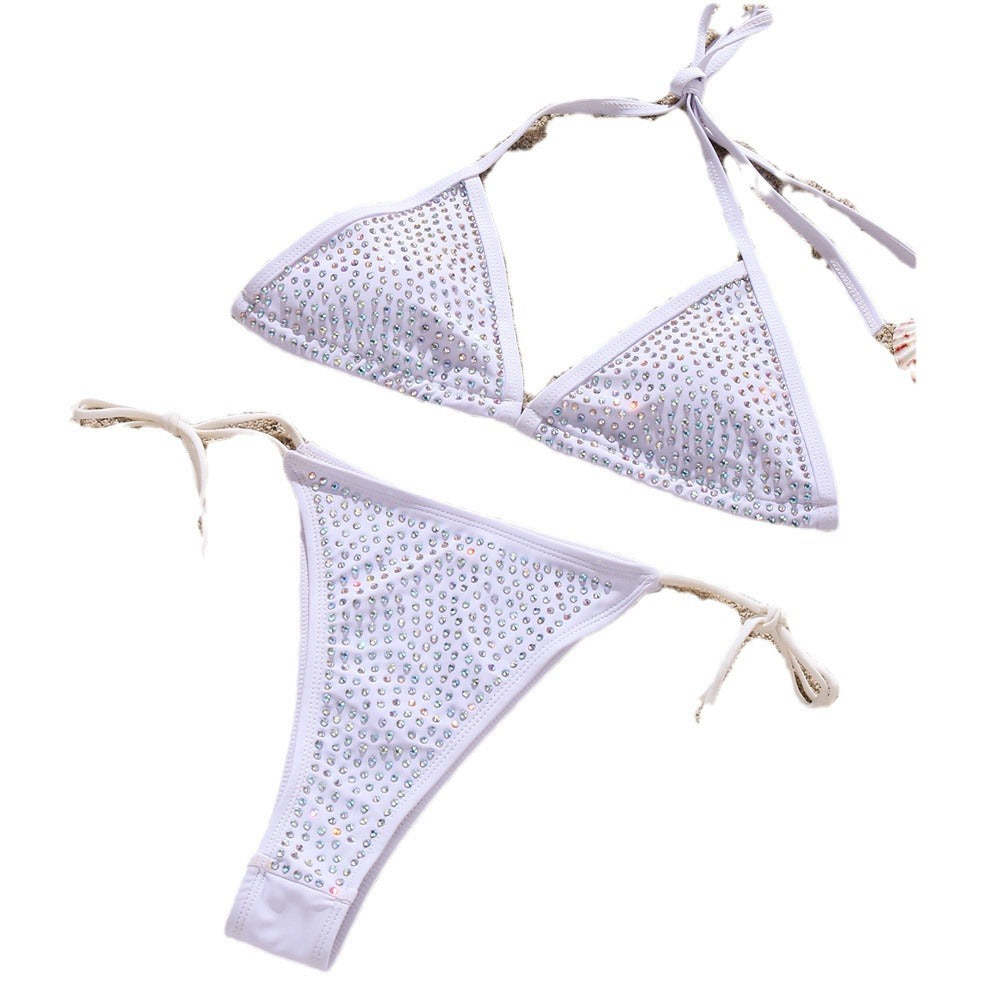 Damen Glitzernder Triangel-Bikini mit Strassdetails EB