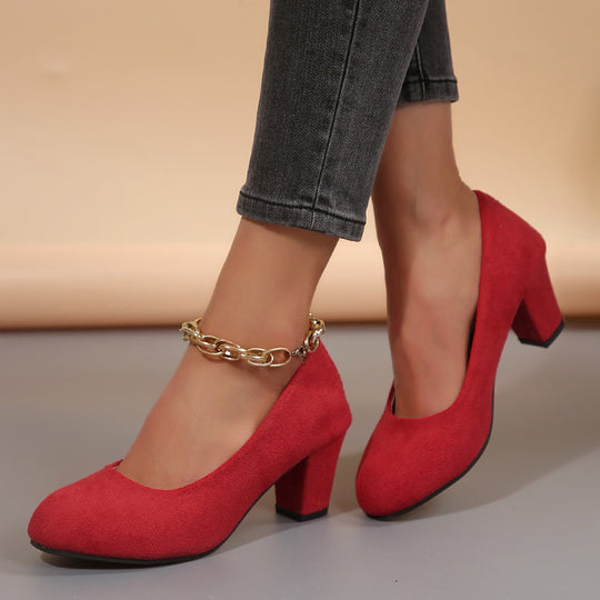 Damen elegante Pumps mit bequemem Blockabsatz EB