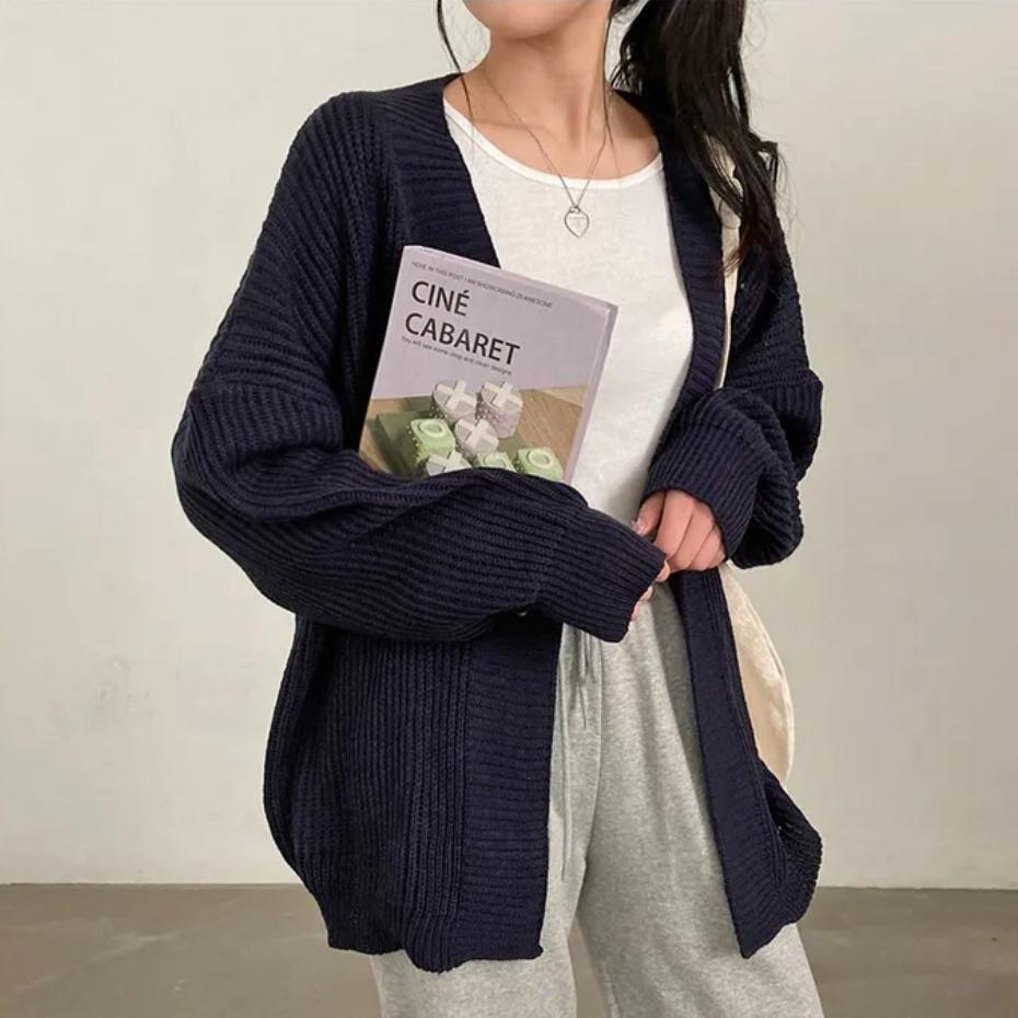 Damen Übergröße Strickjacke mit weit geschnittenen Ärmeln und strukturierter Textur EB