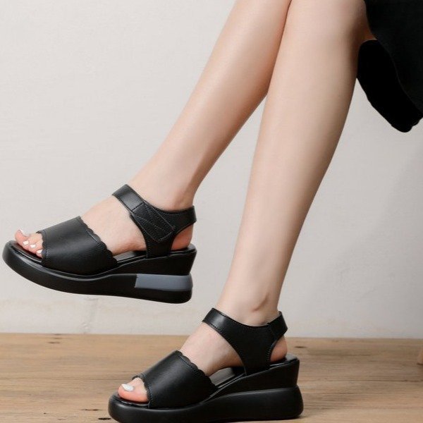 Damen Komfortable Wedge-Sandalen mit verstellbarem Riemen und gepolsterter Innensohle EB